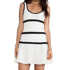 Juicy Couture Felicity Dress -Lined, Size 2 , Cream with Black strip, Bow
